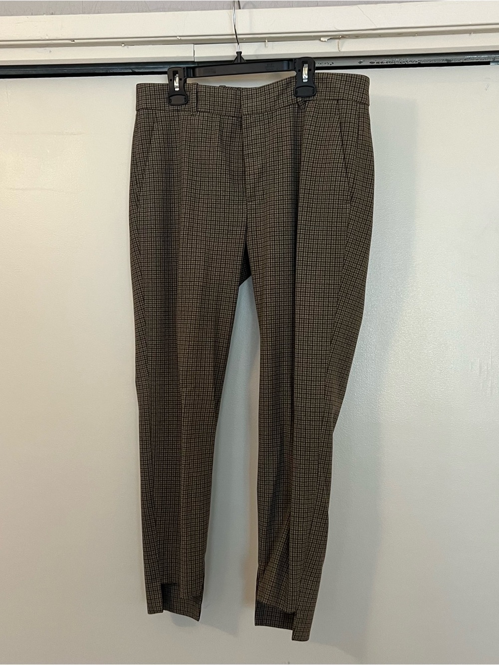 Zara Women Brown Micro-Check Dress Pants